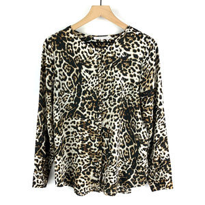 Violet + Claire Leopard Print Button Down Blouse M